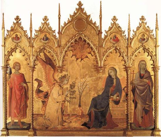 Simone Martini The Annunciation with SS.Ansanus and Margaret and Four Prophets Germany oil painting art